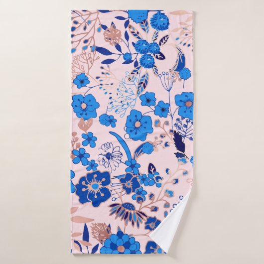 Le joli bleu azuré rougissent illustration florale (Serviette de bain)