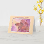 Le jour de mère, le chien de teckel et la carte de (Fleur jaune)