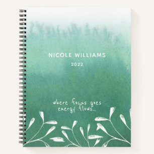 Le journal tendance Seafoam Green Ombre Watercolor