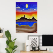 Le lac dans le désert | AI Art Poster (Bureau à domicile)