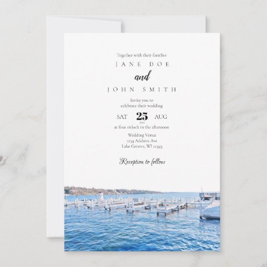 Le lac Léman Faire-part de mariage Wisconsin (Devant)