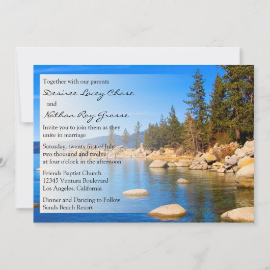 Le lac Tahoe Faire-part de mariage (Dos)