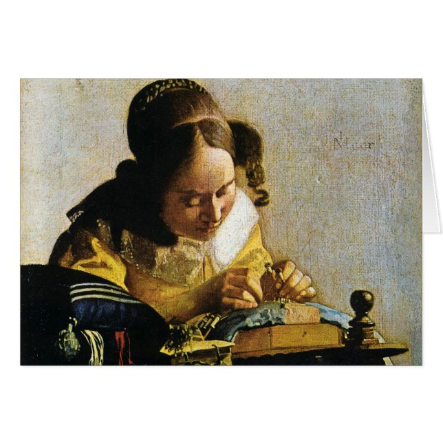 Le Lacemaker de Johannes Vermeer (circa 1670) (Devant horizontal)