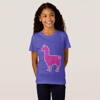 Le lama velu rose badine le T-shirt