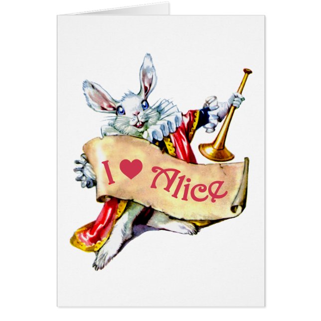 Le lapin blanc d'Alice indique, "j'aime Alice " (Devant)