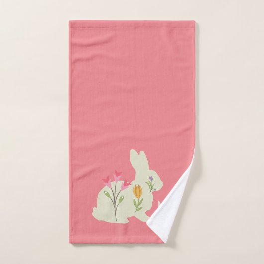 Le lapin de Pâques avec des fleurs - ajouter du mo (Serviette à main)