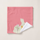 Le lapin de Pâques avec des fleurs - ajouter du mo (Gant de toilette)