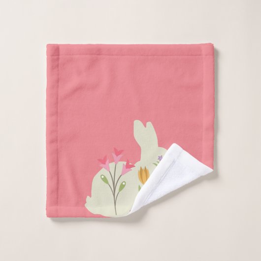 Le lapin de Pâques avec des fleurs - ajouter du mo (Gant de toilette)