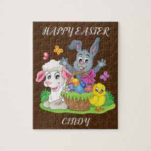 Le lapin de Pâques, l'agneau et le puzzle de poul