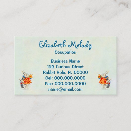 Le lapin en Alice dans le carte de visite de ~ du (Devant)