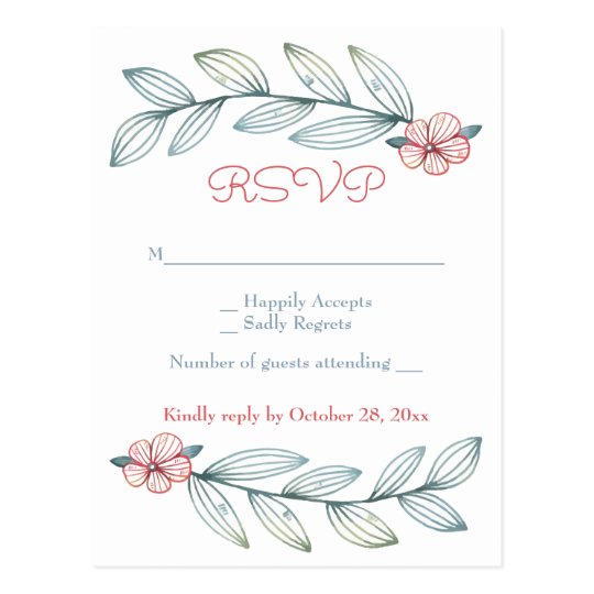 Le laurier floral de gris bleu de RSVP laisse les Carte Postale