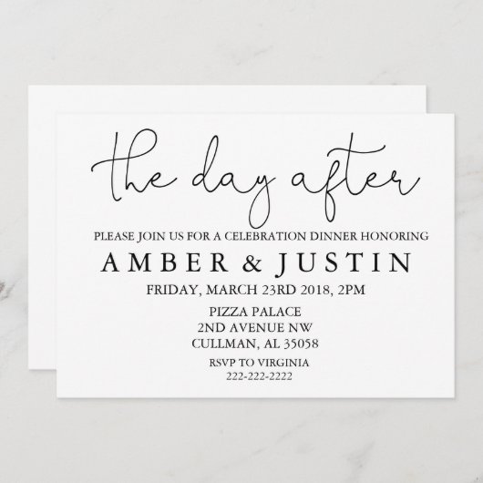 Le lendemain | Invitation (Devant / Derrière)