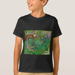 Le léopard de jungle badine le T-shirt foncé