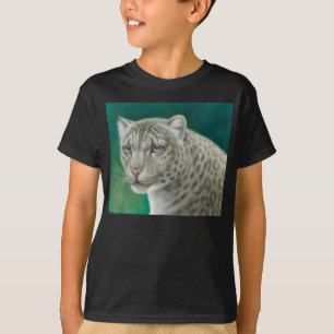 Le léopard de neige badine le T-shirt foncé