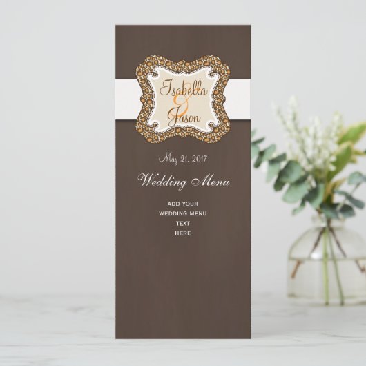 Le léopard orange Brown repère la carte de menu de (Debout devant)