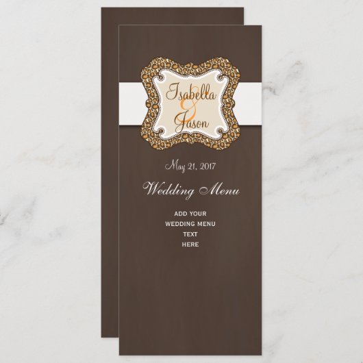 Le léopard orange Brown repère la carte de menu de (Devant / Derrière)