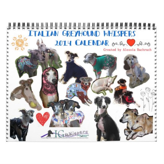 Le lévrier italien chuchote le calendrier 2014 (Protection)