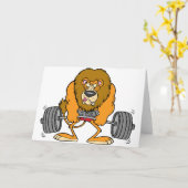 Le lion Lifing pèse des cartes de voeux (Fleur jaune)