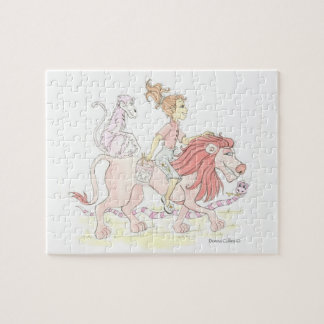 Le lion rose et les animaux roses Puzzle