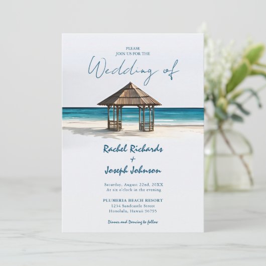 Le littoral Gazebo Beach Invitations de mariage (Debout devant)