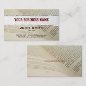 Le livre déchiré pagine le carte de visite (Devant / Derrière)