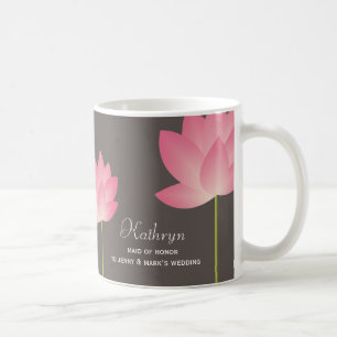 Le lotus rose fleurit tasse de café nuptiale