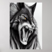 Le loup en colère | AI Art Poster (Devant)