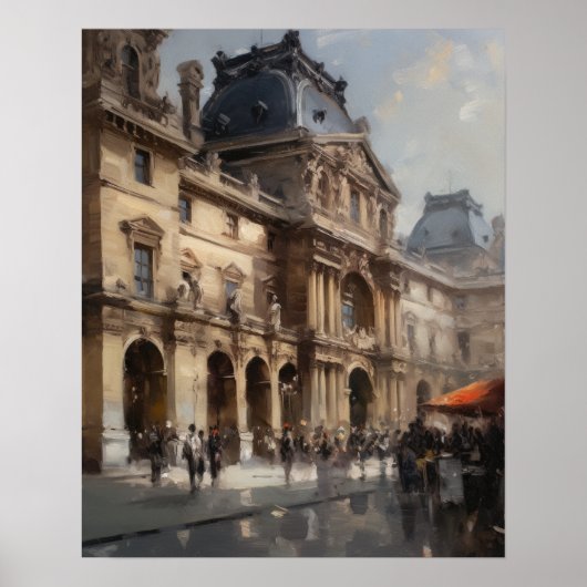 Le Louvre Paris France Paysage Art Imprimer Poster (Devant)