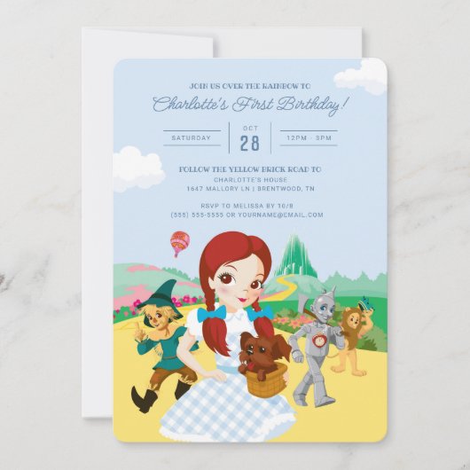 Le magicien d'Oz Invitation d'anniversaire (Devant)