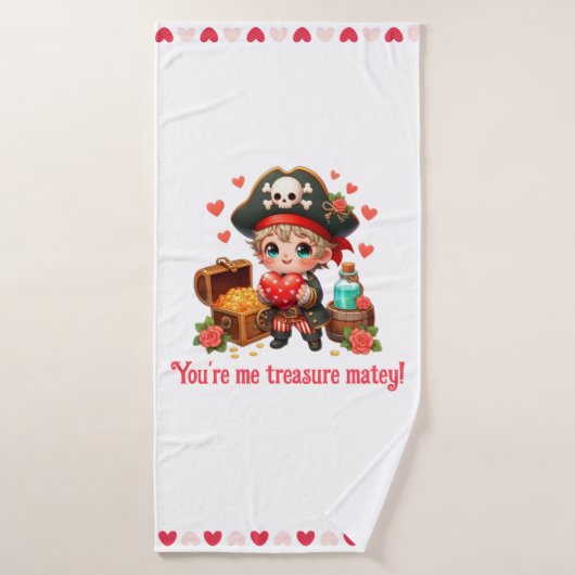Le magnifique pirate de la Saint Valentin (Serviette de bain)