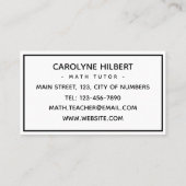 Le Maître Tutor du Collège - Carte de visite amusa (Dos)