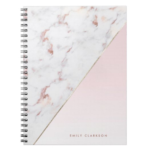 Le marbre rose chic d'or rougissent carnet (Devant)
