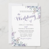 Le Mariage De Fleurs Violettes & Bleues Invitation (Devant)