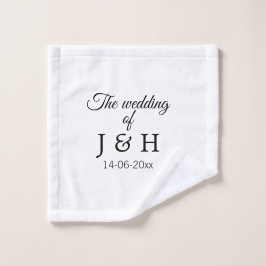 Le mariage du couple nom initiale lettre date (Gant de toilette)
