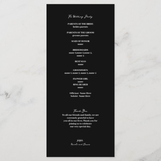 Le MARIAGE Tarot Skeletons Bride & Groom Programme (Dos)