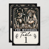 Le MARIAGE Tarot Skeletons Mariage Numéro de table (Devant / Derrière)