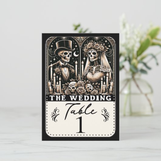Le MARIAGE Tarot Skeletons Mariage Numéro de table (Debout devant)