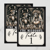 LE MARIAGE Tarot Squelettes Numéro de Table de Mar (Devant / Derrière)