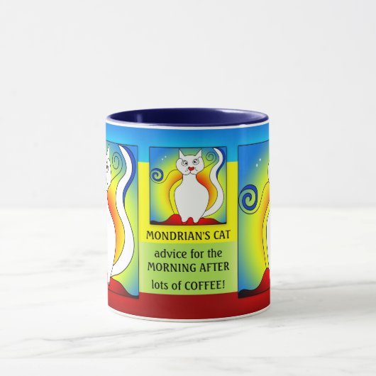Le Matin Après Mondrian Funny Cat Mug (Centre)