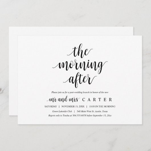 Le Matin Après, Postez mariage Brunch Invitation (Devant / Derrière)
