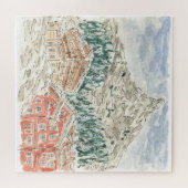 Le Matterhorn Swiss Alps Watercolor Jigsaw Puzzle  (Horizontal)