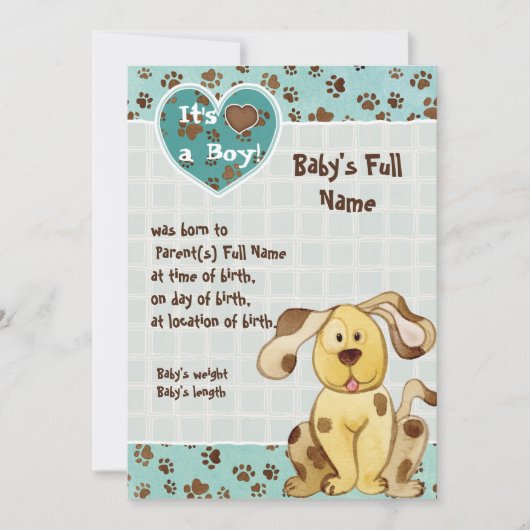 Le meilleur ami d'un garçon - Faire-part de naissa (Devant)