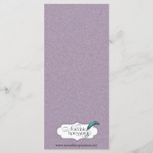 Le menu Big Easy Mariage (Dos)