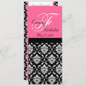 Le menu de mariage carde la damassé de monogramme (Devant / Derrière)