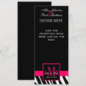 Le menu de mariage carde le monogramme rose de (Devant / Derrière)