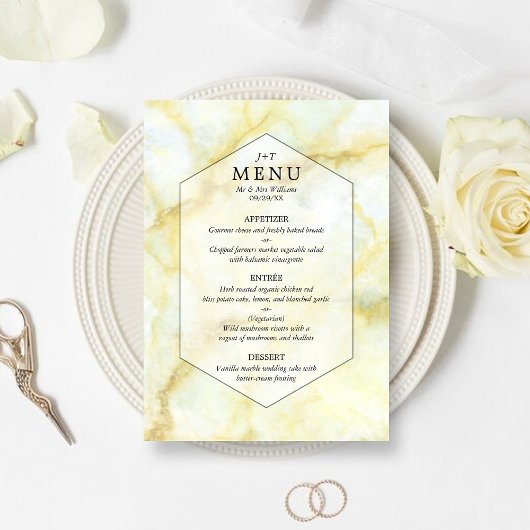Le menu élégant de la collection de Mariages en ma