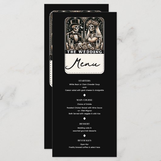 Le menu MARIAGE Tarot Skeletons Bride & Groom (Devant / Derrière)