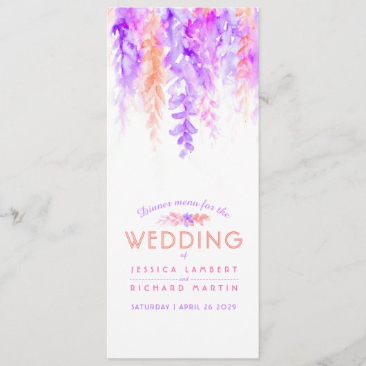 Le menu orange cascade d'art floral aquarelle (Devant)