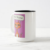 Le Meow Oranje Cartoon kat Mok (Voorkant links)