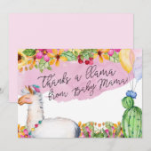 Le Merci remercie un lama de maman Card de bébé (Devant / Derrière)